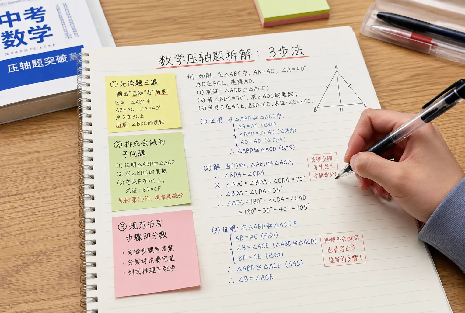 数学压轴题拆解：3 步从"无从下手"到"稳拿步骤分"